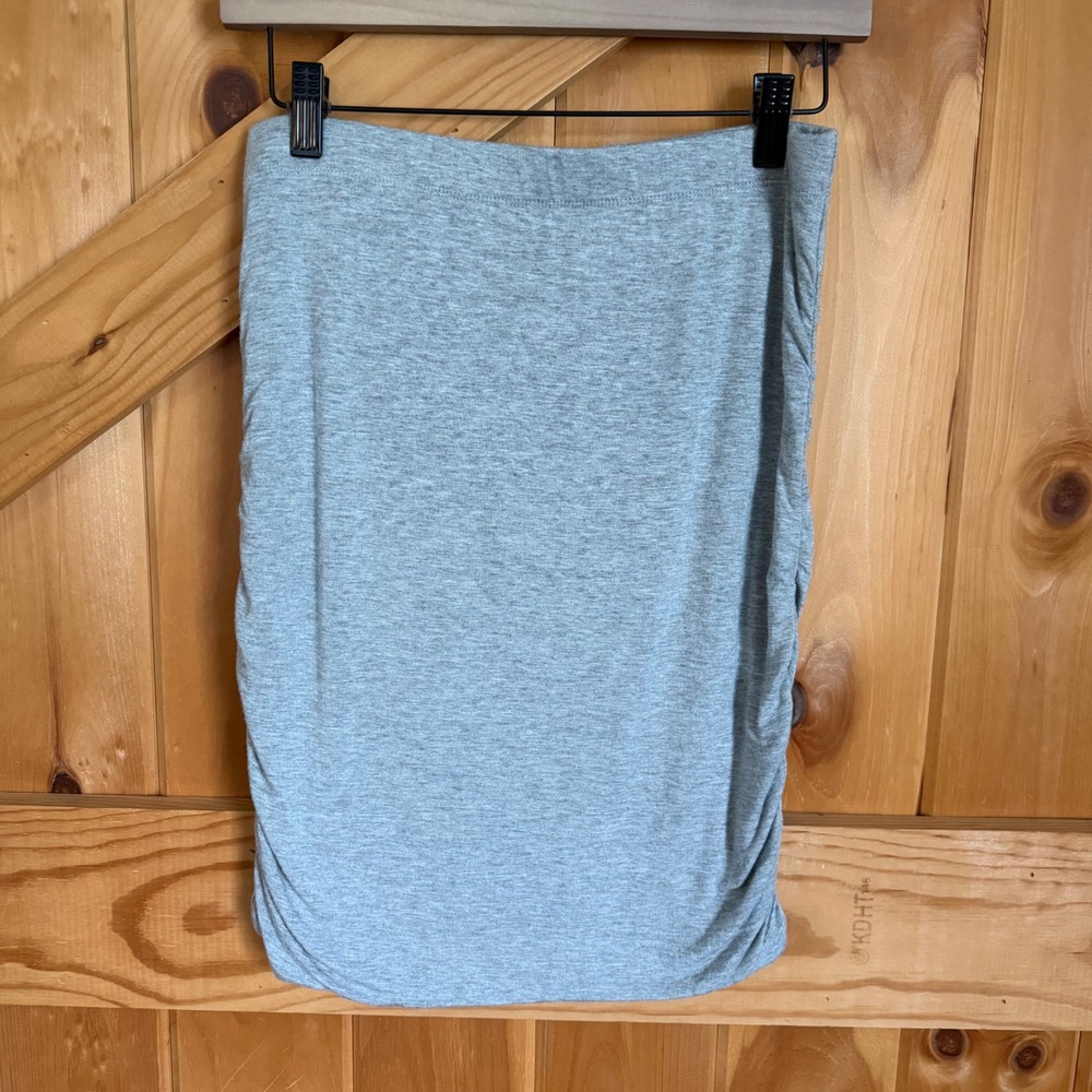 Victoria's Secret Mini Skirt Gray Ruched Bodycon Modal Blend Above Knee Womens M